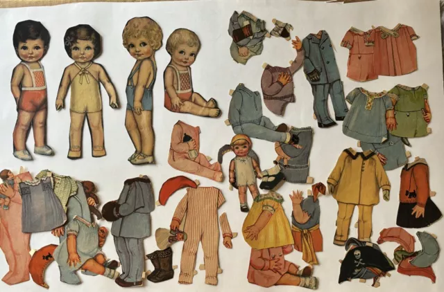 Vintage Toddler & Baby Paper Dolls with Outfits and Hats