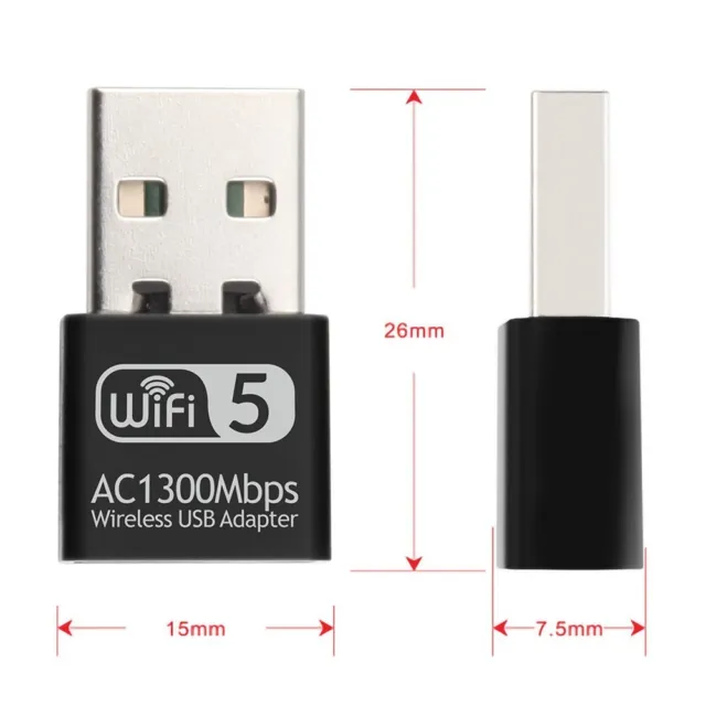 Clé wifi Usb Adaptateur Sans Fil 1300Mbps Wireless Dongle Réseau Windows Linux 2