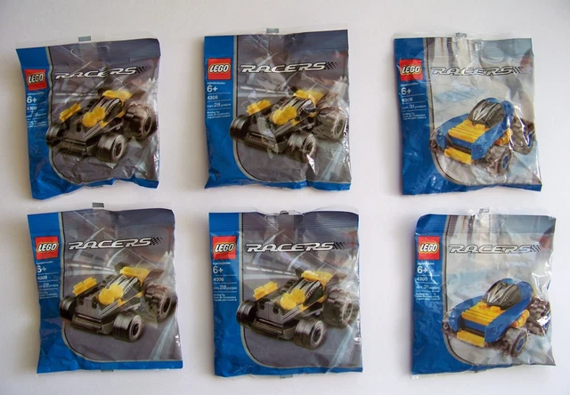 Lot of 6 Lego Racers #4308  #4309 NEW cars Polybags - For birthday party favors