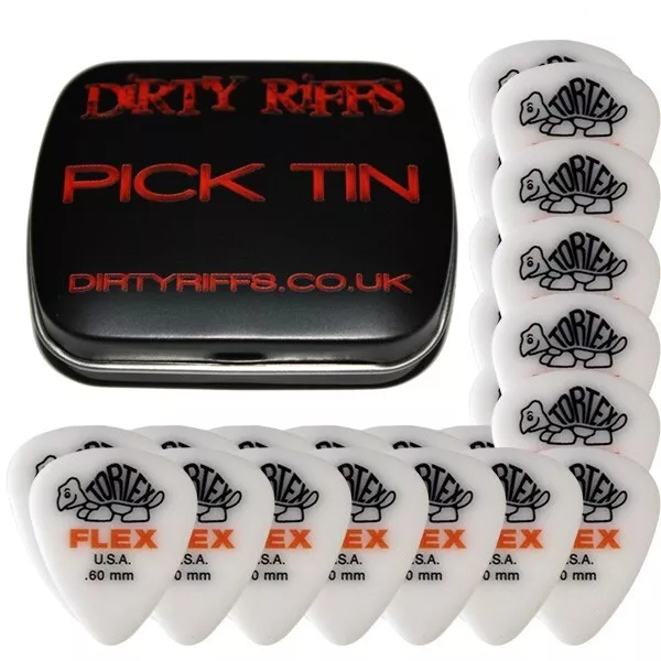 24 x Dunlop Tortex Flex Standard 0.60mm Guitar Picks Plectrums In a Pick Tin