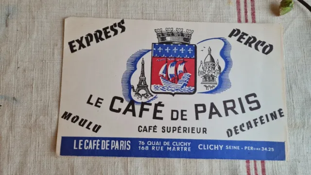 Ancien Buvard Publicitaire Cafe De Paris Perco Express