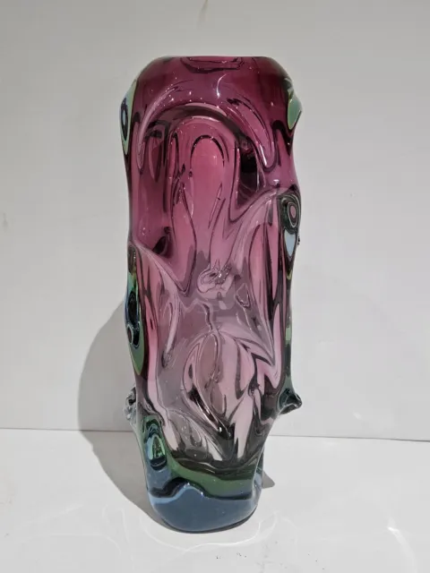 Jan Beranek Skrdlovice Czech Glass Red Core vase Pattern 5988 Circa 1959