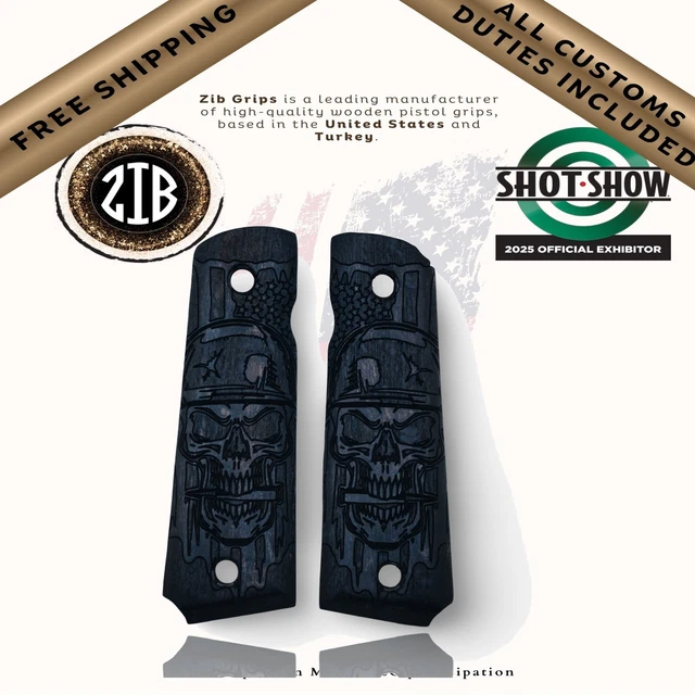 Poignées Pistolets Zib Grips En Bois Hêtre Pour Colt 1911 – Lot De 2