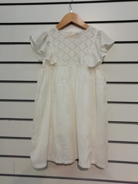 LA REDOUTE GIRLS IVORY LACE FRILL SLEEVE DRESS AGE 8 YEARS NEW (ref 814)