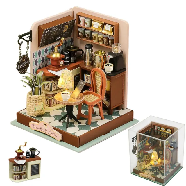 DIY Dollhouse Kit Miniature Furniture Wooden 3D Doll House Gift With Dust Cover