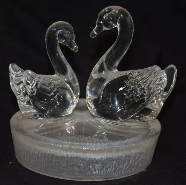 Vintage Italian Pair Swans Figurine Display Rcr Royal Crystal Rock Not Marked 2