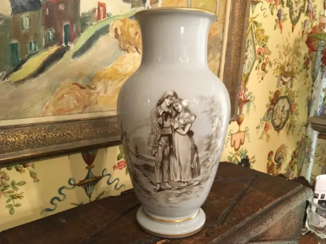 French Porcelain Opaline Vase Circa 1850s Paris French Gray