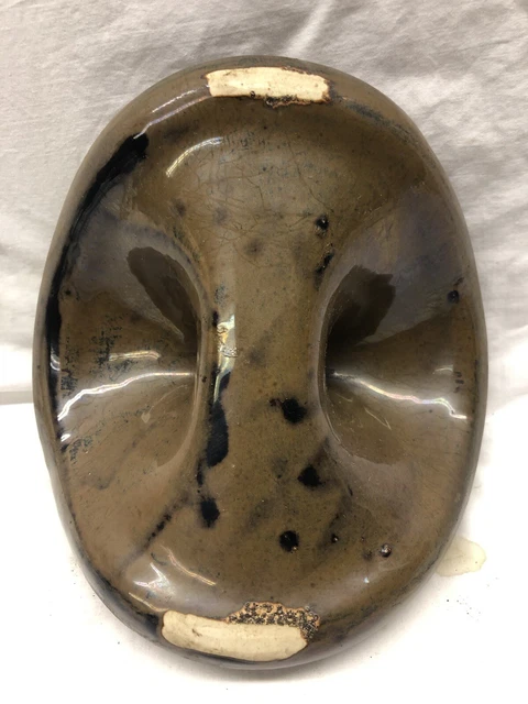 Vintage Industrial Large Brown Ceramic Porcelain Glazed Electric Insulator 3