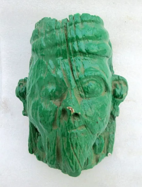 Statue de buste de tête d'homme tribal primitif en bois sculpté à la main...