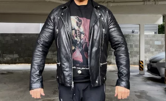 Men’s Black JASPER Leather Biker ALL SAINTS Motorcycle Jacket L