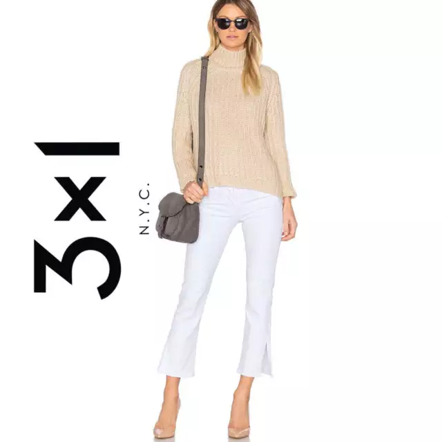 NWT- 3x1 NYC 'W2 Split Bell Crop' White Jeans RRP $395 -Size 25