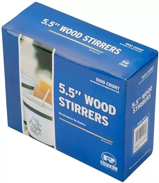 Royal 1000 Count Wood Coffee Beverage Stirrer 5.5",   1 Box