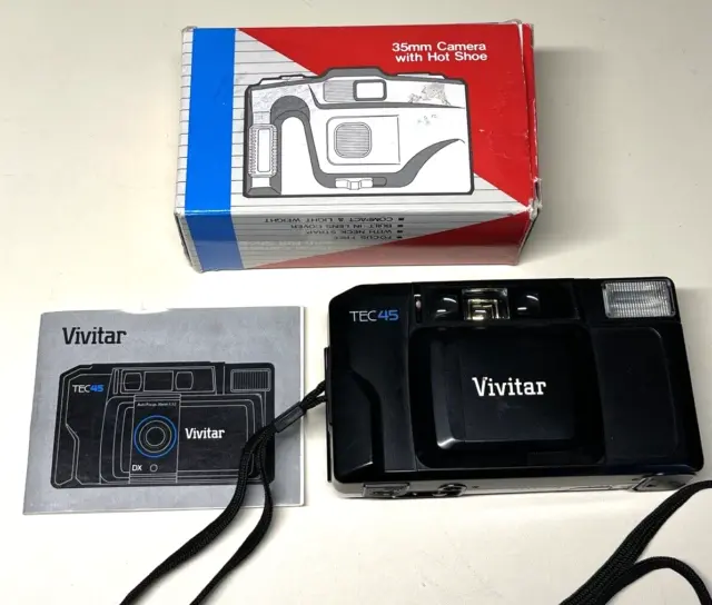 Vivitar TEC45 35mm Film Camera Hot Shoe Auto Focus Flash Original Box - Untested