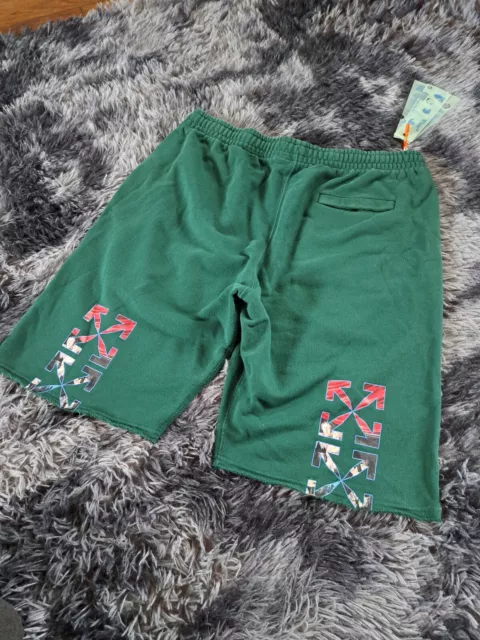 OFF WHITE Green Washed Caravaggio Sweat Shorts Size XL AUTHENTIC BNWT RRP £335