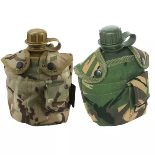 Military Water Bottle 'I'm a Celebrity' Canteen Camouflage Pouch Camping Army