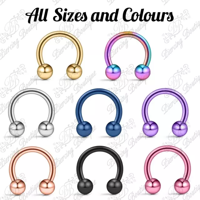 Horseshoe Barbell Bar Cartilage Helix Steel Tragus Septum Nipple Ring Piercing