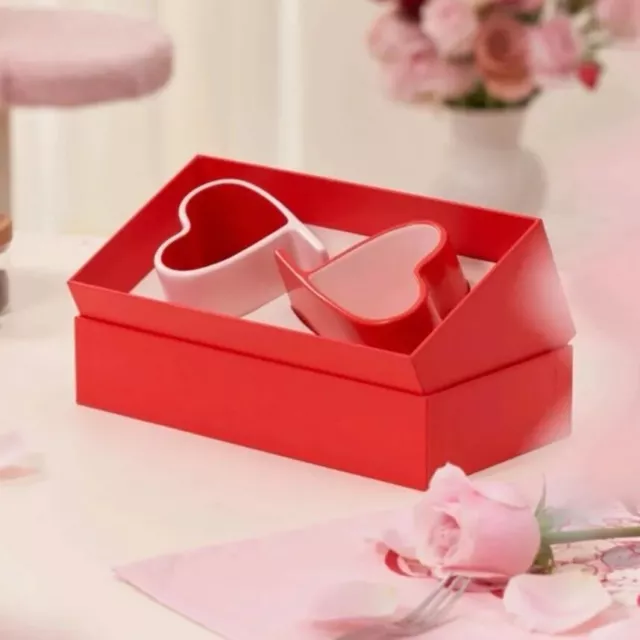 New Starbucks 2024 China Valentine's Day Love Heart 6oz Mug Set with box