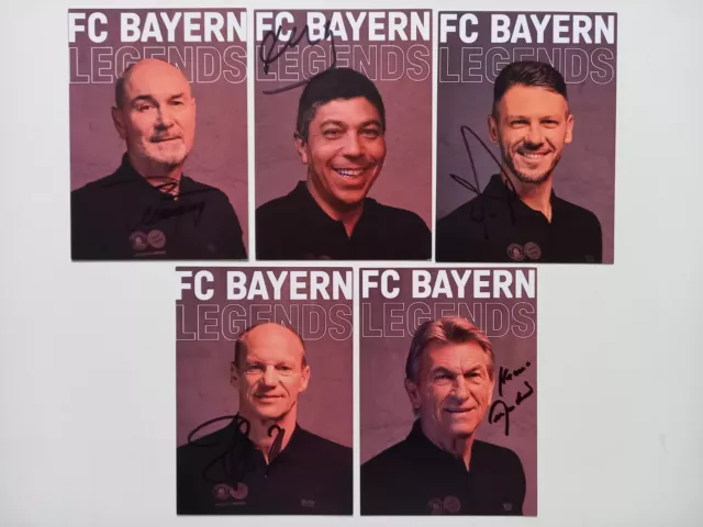 FC Bayern München Legenden Autogrammkarten 5x original handsigniert 2021/22