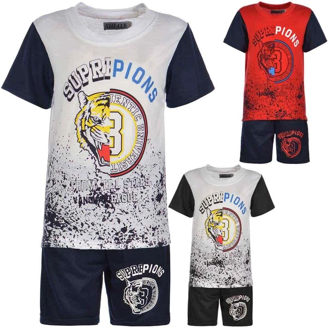 Pantaloni Corti Tessuto Pantaloncini Bambini Estate Set T-Shirt Capri Bermuda