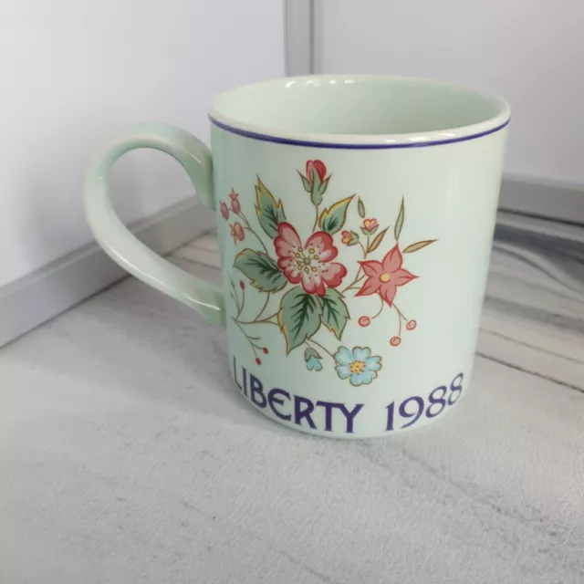 Collectable LIBERTY Mug Ironstone Year 1988 Duck Egg &  Floral Design