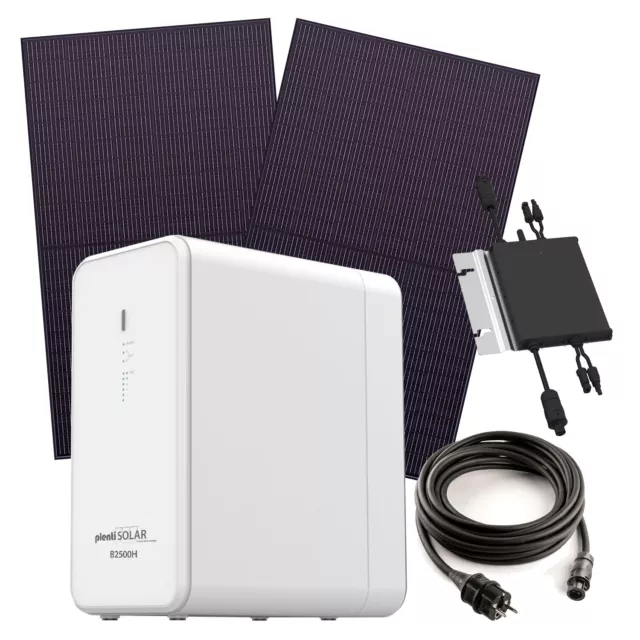 plenti SOLAR Balkonkraftwerk 800W mit 2,2 kWh Batteriespeicher 2 PV-Module