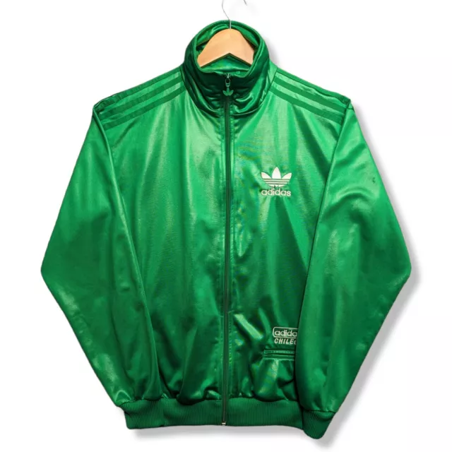 ADIDAS Chile 62 Track Top Men's Small Green Tracksuit Jacket Trefoil Wet Look
