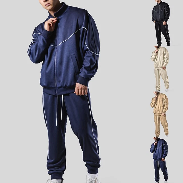 Palestra Uomo Tuta Pantaloni Top 2Pcs Set Atletico Felpa con Cappuccio Casual M