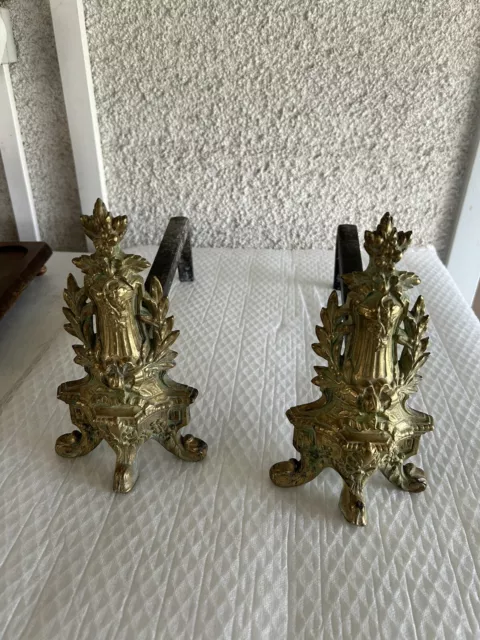 Paire De Chenet En Bronze Style Louis XVI