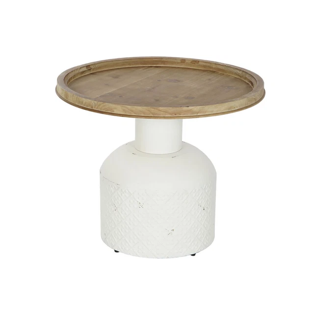 Tavolo aggiuntivo DKD Home Decor Bianco Naturale Metallo Abete 61,5 x 61,5 x 51