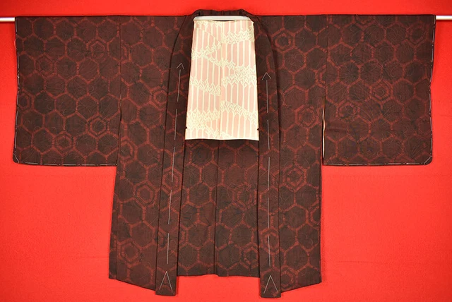 Vintage Japanese Kimono Silk Antique BORO HAORI Kusakizome Dyed/B735/585