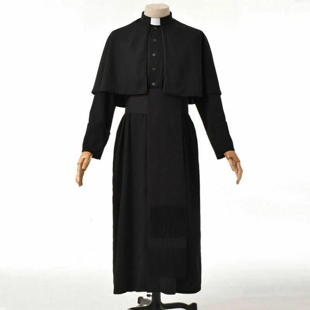 Roman Robi ROMAN SOUTANE CASSOCK Adult MenMedieval Clergy Robe Cassock With Belt £ ...