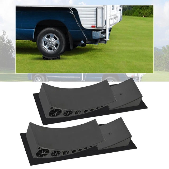 CAMPER LEVELER RV Leveling Blocks Ramp Kit w/2 Chocks+ 2 Rubber Mats