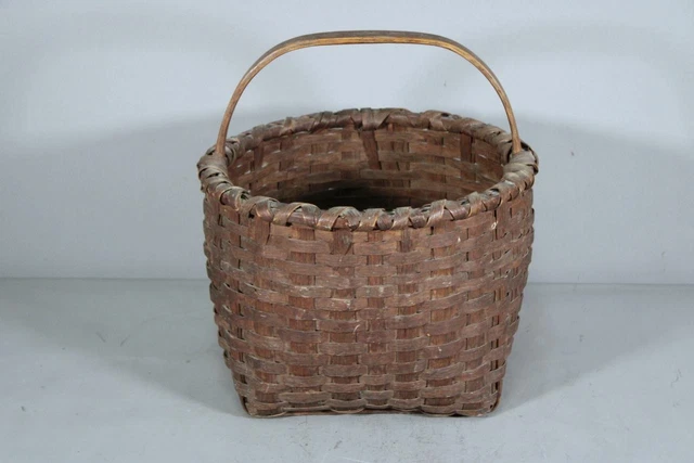 A RARE EARLY 19Th C Splint Basket In Its Original Untouched Surface ...