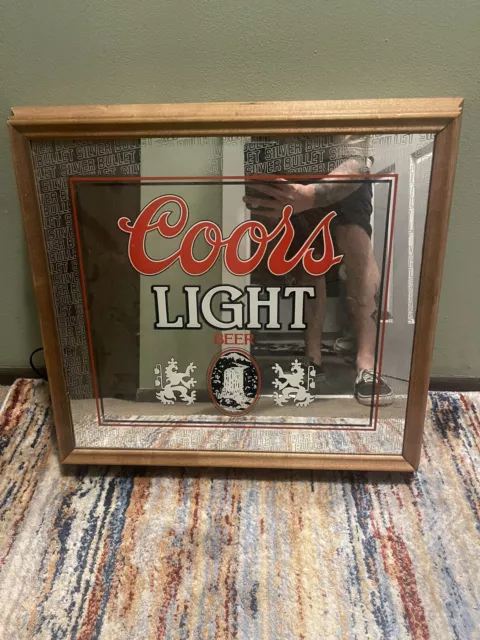 Vintage Mirror Light Up Coors Light Bar 1987 20x22 Man Cave