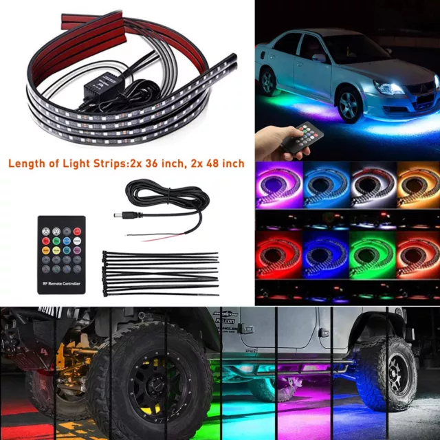 4X RGB LED Underglow Underbody Neon Light Strip Under Car Tube System  Kit