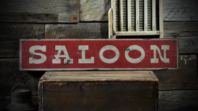 Distressed Saloon Bar Tavern Sign - Rustic Hand Made Vintage Wooden