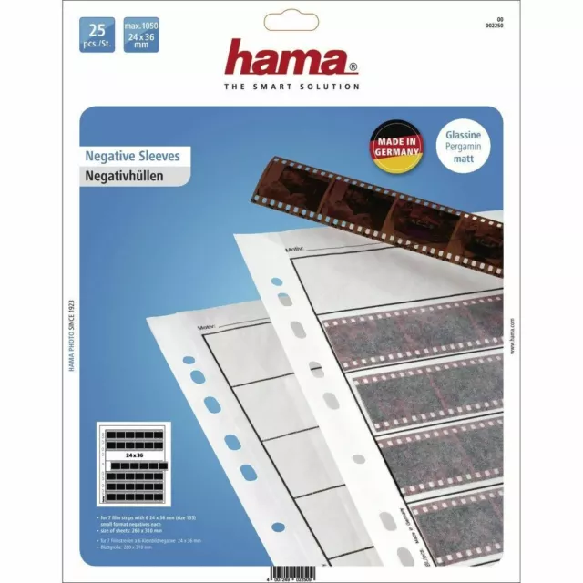 Pages de rangement négatives Hama 35 mm pour classeur à anneaux pack 25 feuilles manches bandes 3