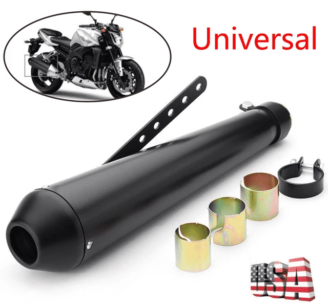 US 17.7" Universal Motorcycles Slip-On Exhaust Muffler Pipe Black 38/40/43/45 mm