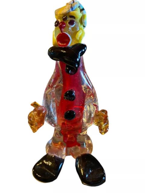 Beautiful Mid Century 7.5" Art Glass Venetian Clown Not Marked Missing Button