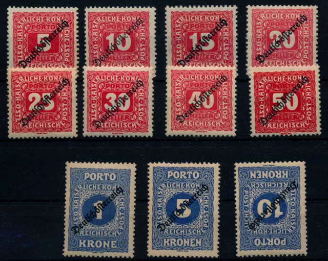 ÖSTERREICH 1918 PORTO 64-74 kompl. Satz, postfr.** (10K ungebr.*) Kw:165,-