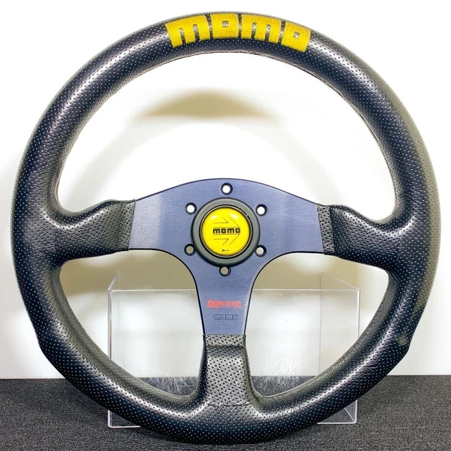 MOMO COMPETITION STEERING Wheel 350mm Black Leather 2000 Vintage