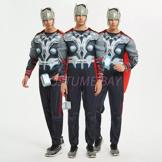 Men's Superhero Muscle Costume Thor Deadpool Spiderman Superman Batman Halloween