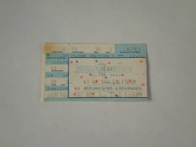 Heart Cheap Trick Ticket Stub-1990-"Barracuda"-Nassau Coliseum-Uniondale,NY