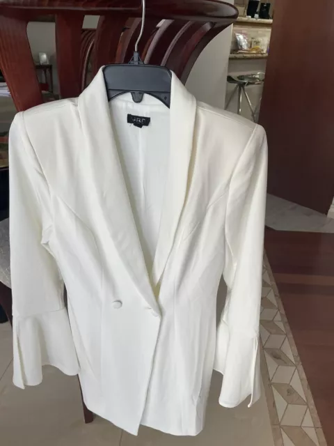 NBD White Blazer Mini Dress XS Deep V Cocktail Quiet Luxury Como La Flor NEW