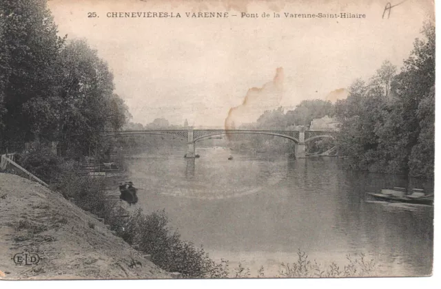 CPA -  CHENEVIÈRES LA VARENNE - Pont de la Varenne-Saint-Hilaire (1912)