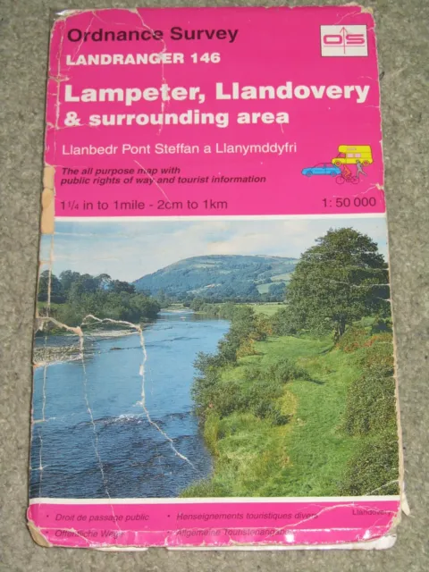 OS Ordnance Survey Landranger Map Sheet 146 Lampeter & Llandovery area - 1985