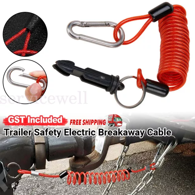 Trailer Safety Electric Breakaway Cable Brake Away Switch For Caravan Camper Car