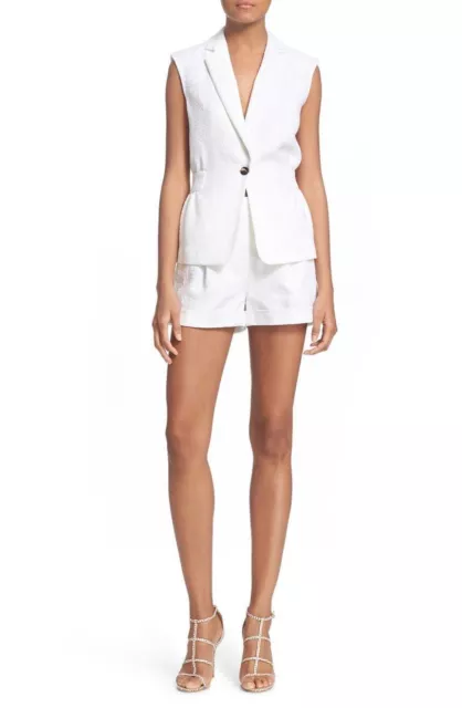 ~* NWT DVF Diane von Furstenberg Gavyn Sleeveless Cotton Blazer Vest 12 White 2