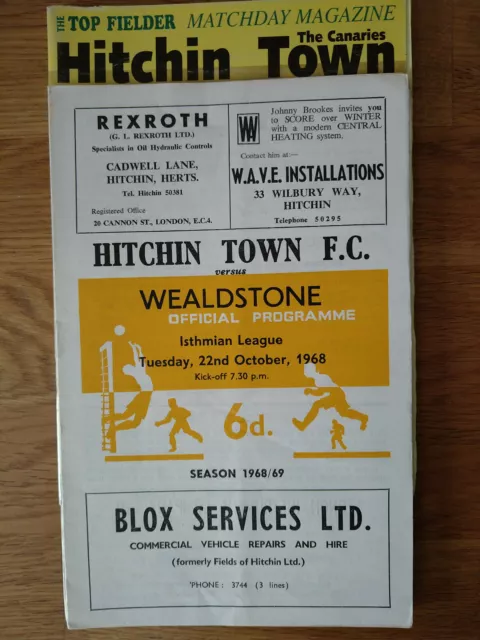 Hitchin Town Home Football Programmes 1968-2014  You Select