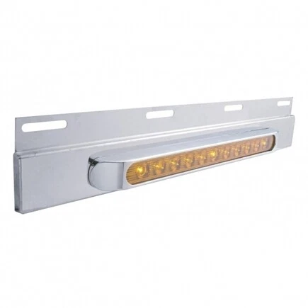 Top Mud Flap Plate With 11 LED 17" Light Bar & Bezel-Amber LED/Amber Lens; 21425